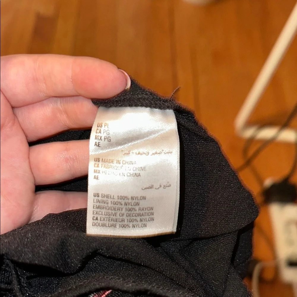 Alfani Black Top with Pink Leaf Pattern - Picture 5 of 5